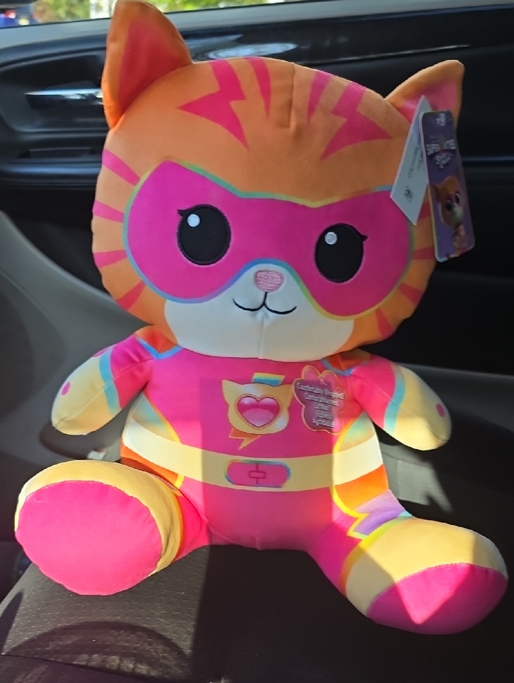 Disney Pink and Orange Superhero Cat Plush